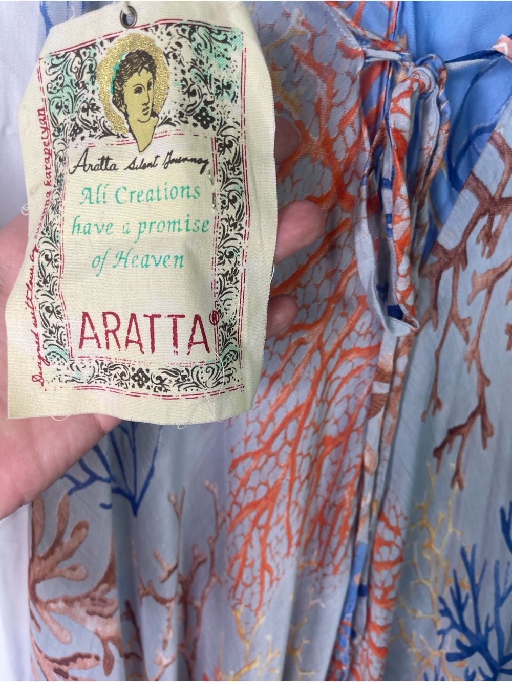 Aratta 🪸 Coral Fields Print | Midi/Maxi | Backless | Slip Dress | Sheer - Picture 2 of 11